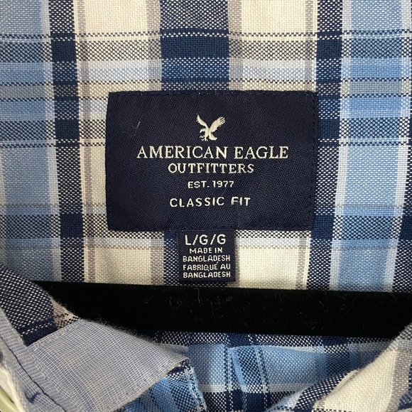 American Eagle Plaid Shirt Men’s Classic Fit Size Large - Picture 3 of 9